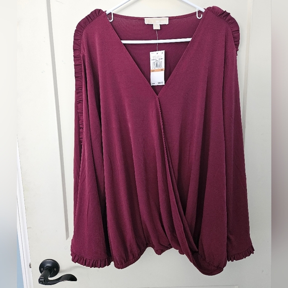 Michael Kors Tops - NWT - Michael Kors Burgundy V-Neck Blouse
